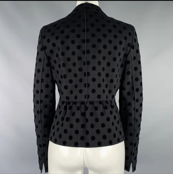 Akris Punto Black Velvet Polka Dot Blazer Jacket Size 10 - Picture 3 of 16